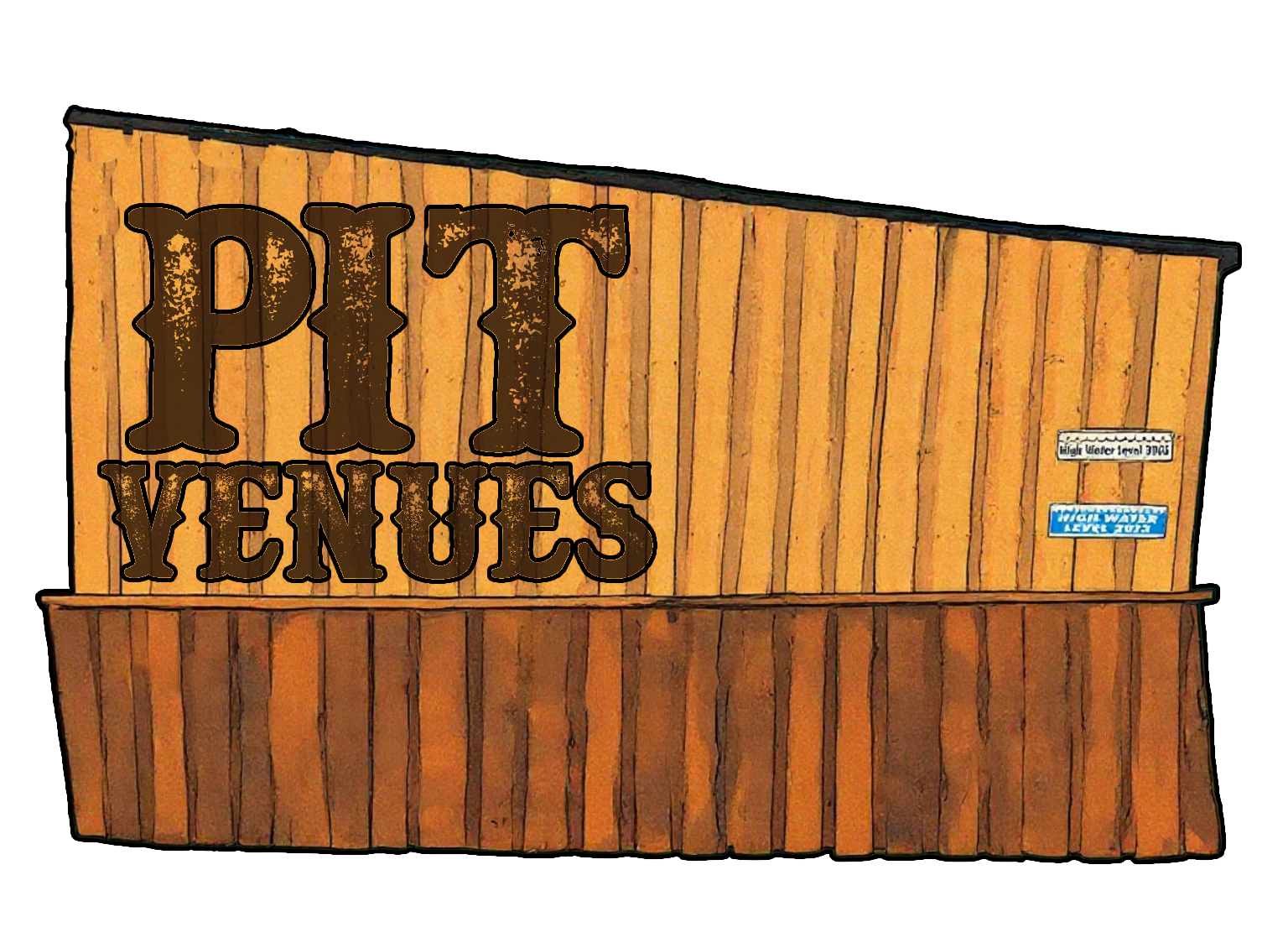 pit venues logo featuring cartoon version of their sign